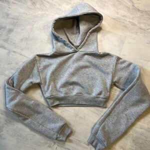 Unknown    Cropped hoodie   Light gray  long sleeve      Runs small      Size M